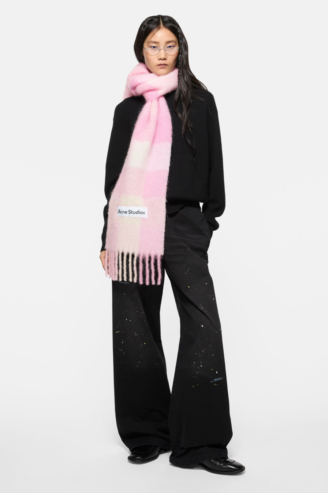 Acne Studios მოჰერის უჯრედიანი შარფი