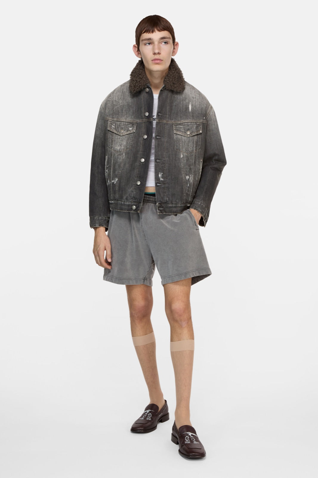 Acne Studios ჯინსის ქურთუკი ხელოვნური ბეწვით