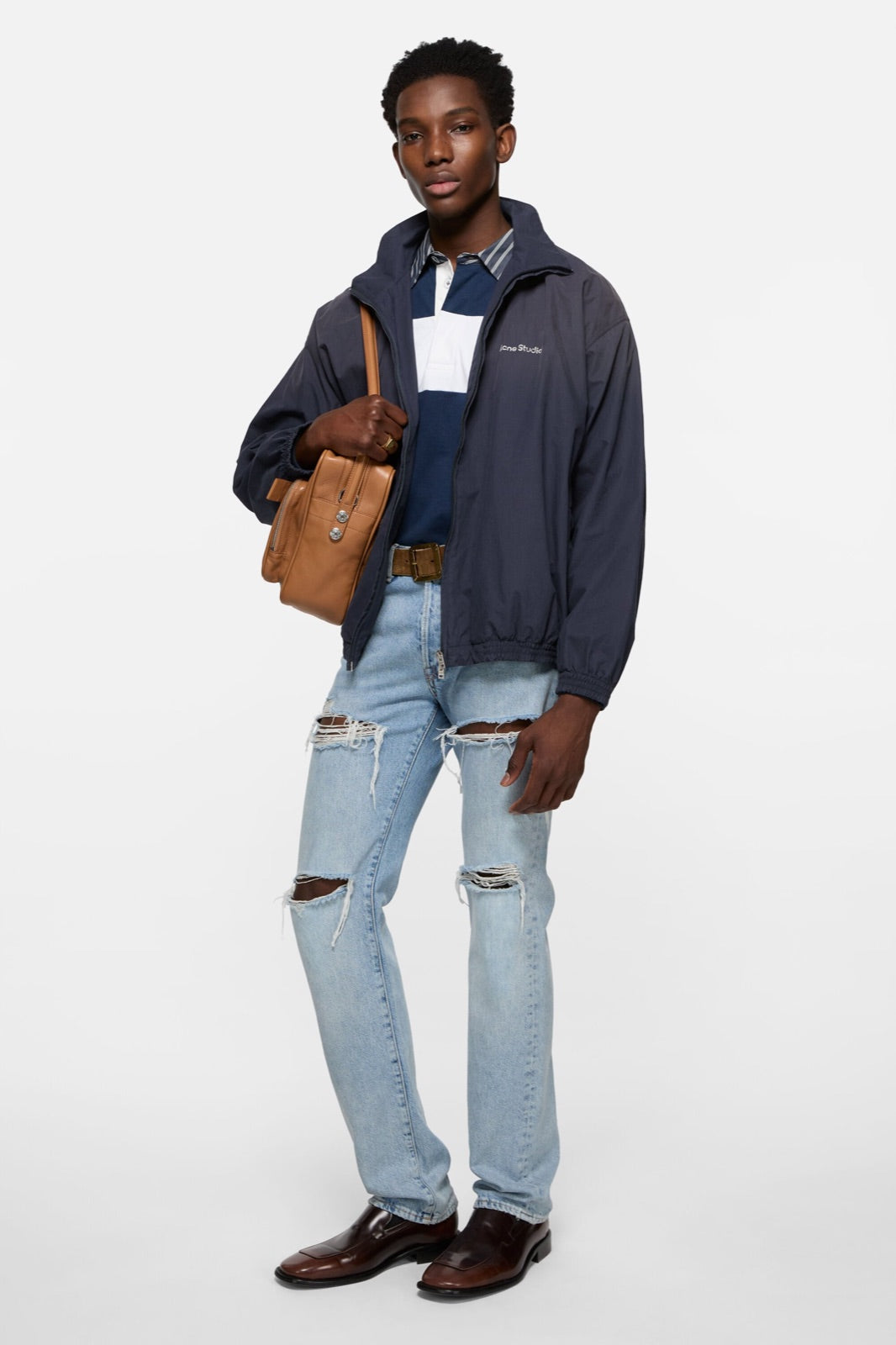 Acne Studios ქურთუკი ლოგოთი, მუქი ლურჯი