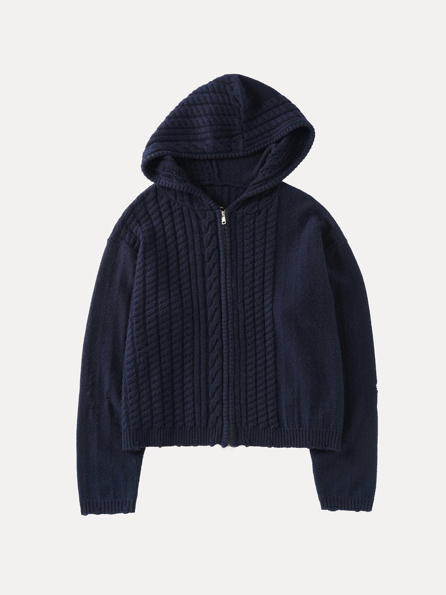 Cable-Knit Zip Cardigan