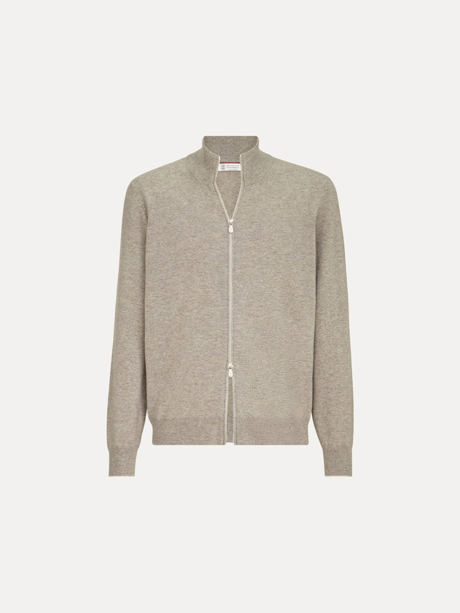 Cashmere High-Neck Cardigan with Zipper