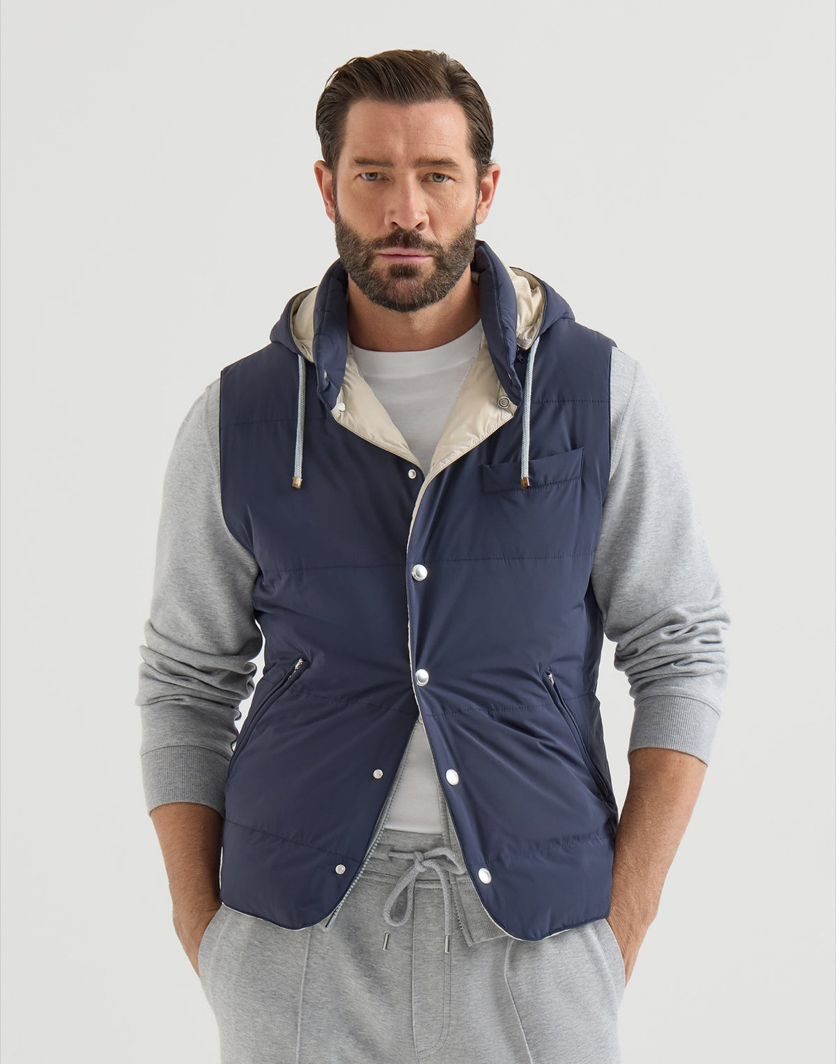 Brunello Cucinelli ღინღლის ჟილეტი კაპიუშონით