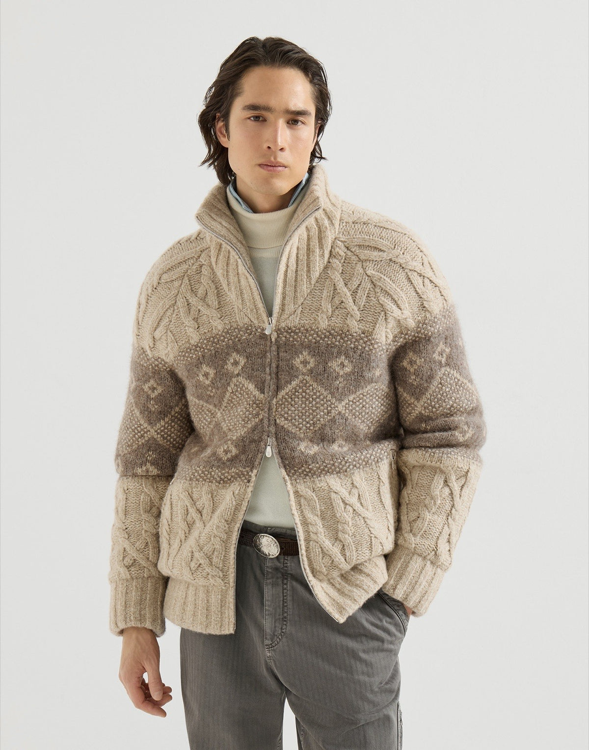Brunello Cucinelli ნაქსოვი ქურთუკი ღინღლით