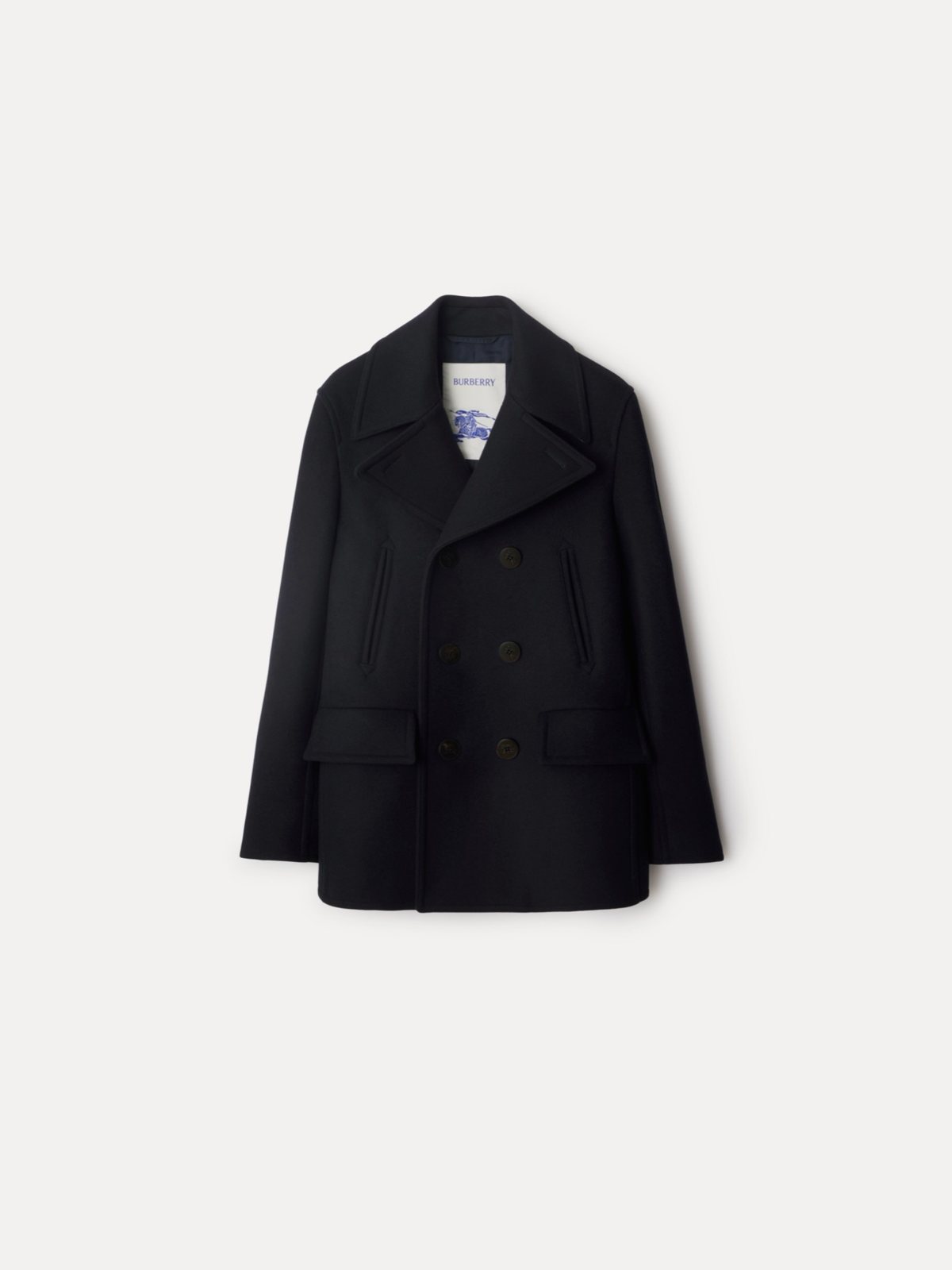 Burberry მატყლის მოკლე ორმწკრივი პალტო