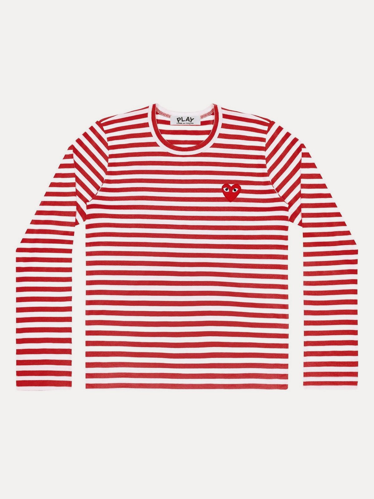 Comme des Garçons ზოლიანი მაისური წითელი გულით