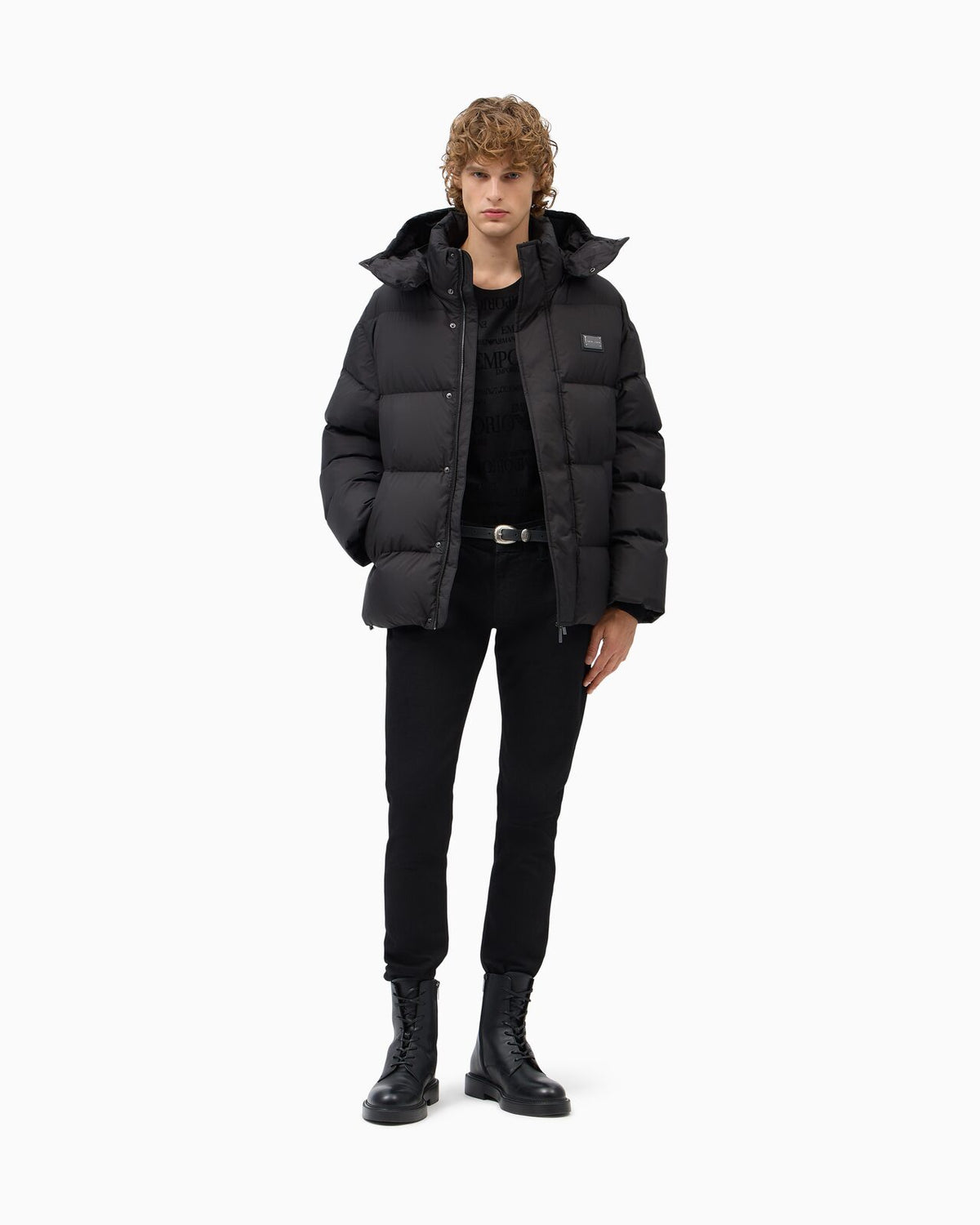 Emporio Armani ღინღლის ქურთუკი კაპიუშონით