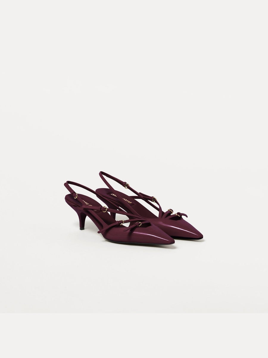 Patent Leather Slingbacks with Buckles