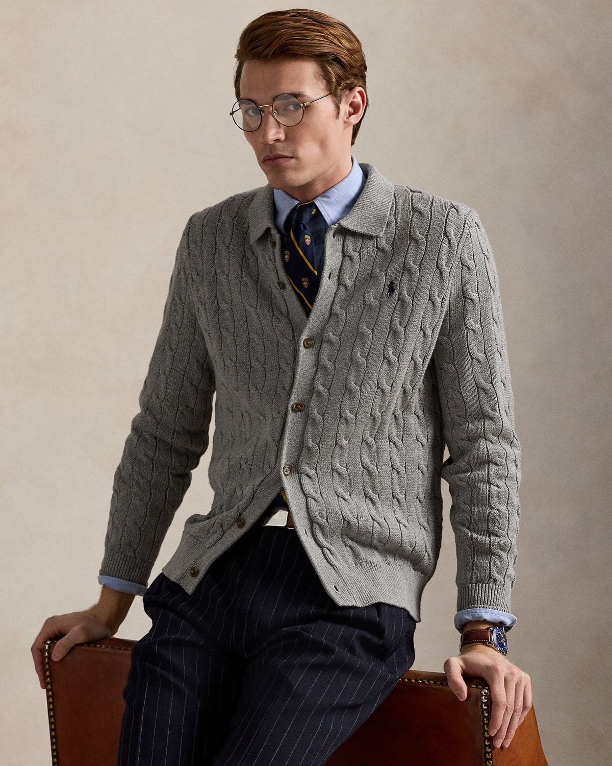 Polo Ralph Lauren წნული კარდიგანი საყელოთი
