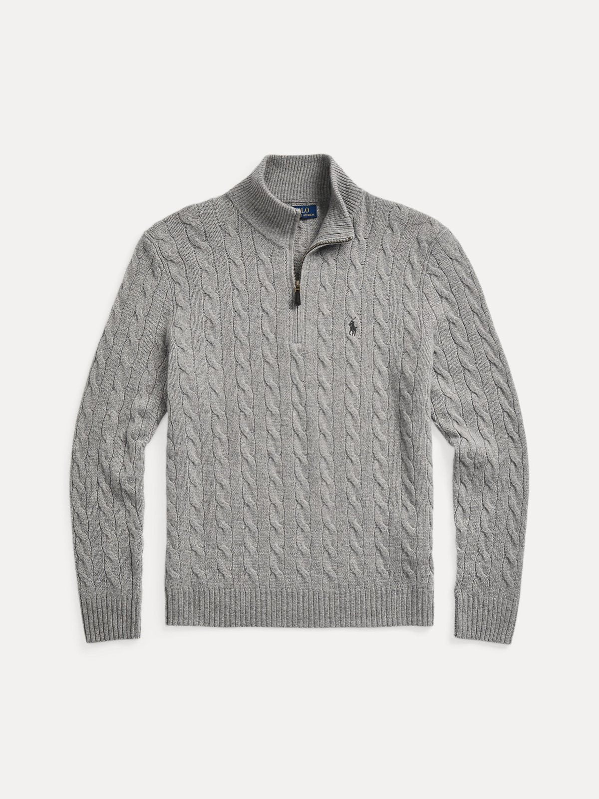 Polo Ralph Lauren წნული სვიტერი ელვით, მატყლი და ქაშმირი