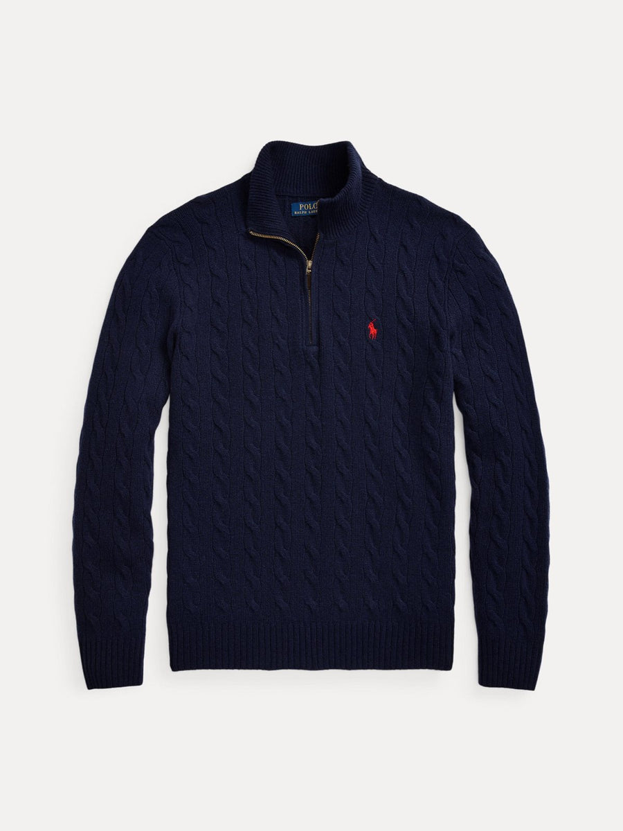 Cable-Knit Quarter-Zip Sweater