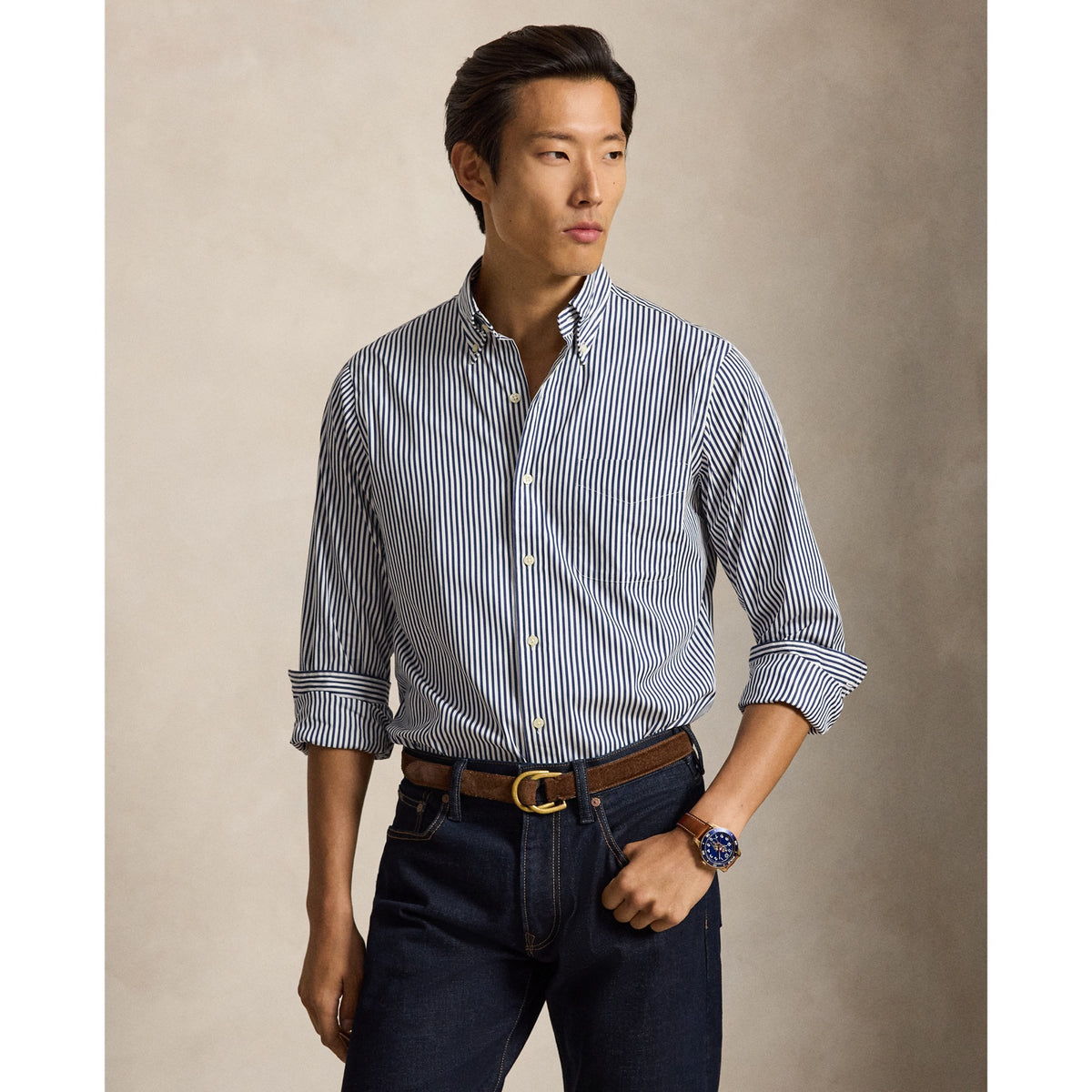 Polo Ralph Lauren ზოლიანი პერანგი, კლასიკური ჭრა