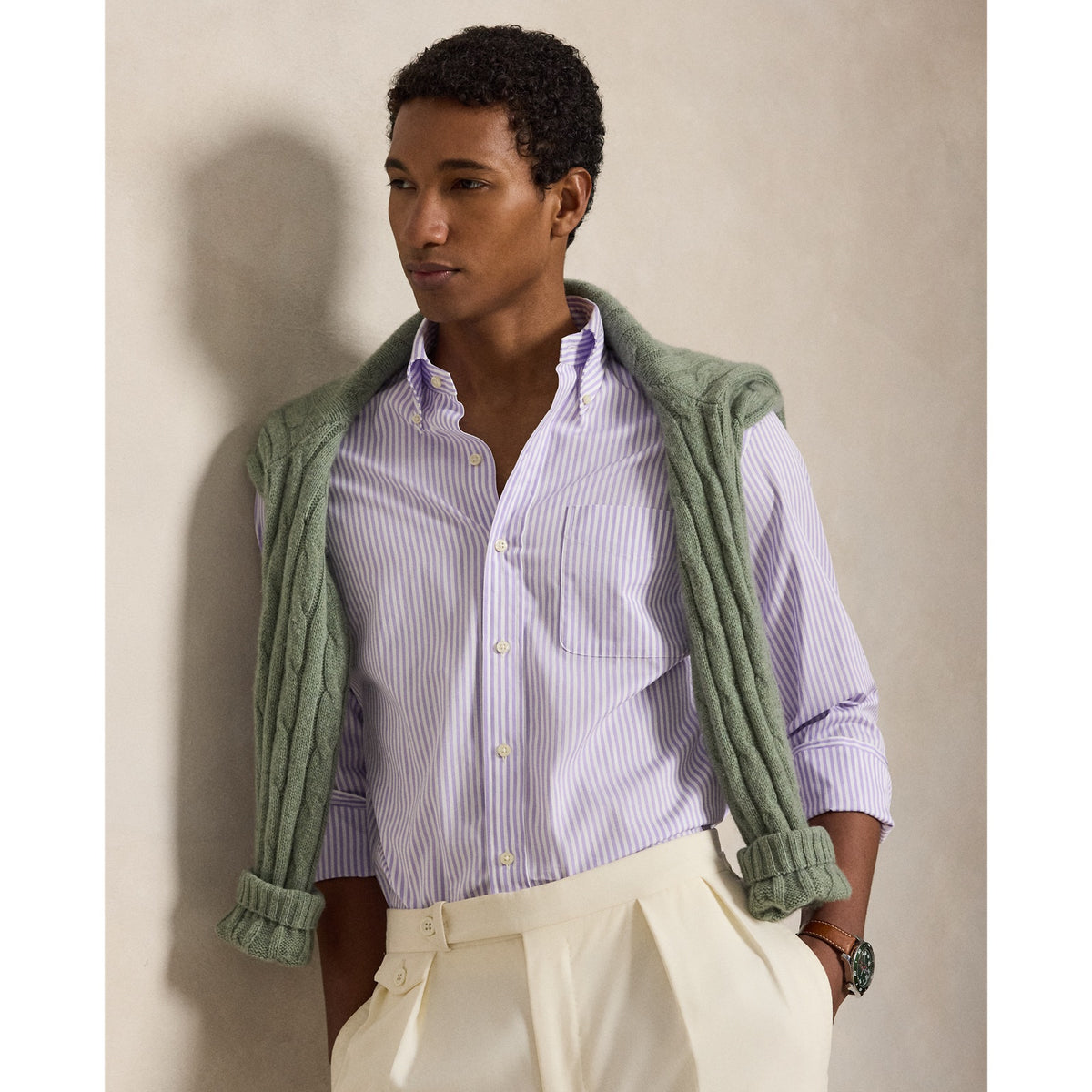 Polo Ralph Lauren ზოლიანი პერანგი პოპლინისგან