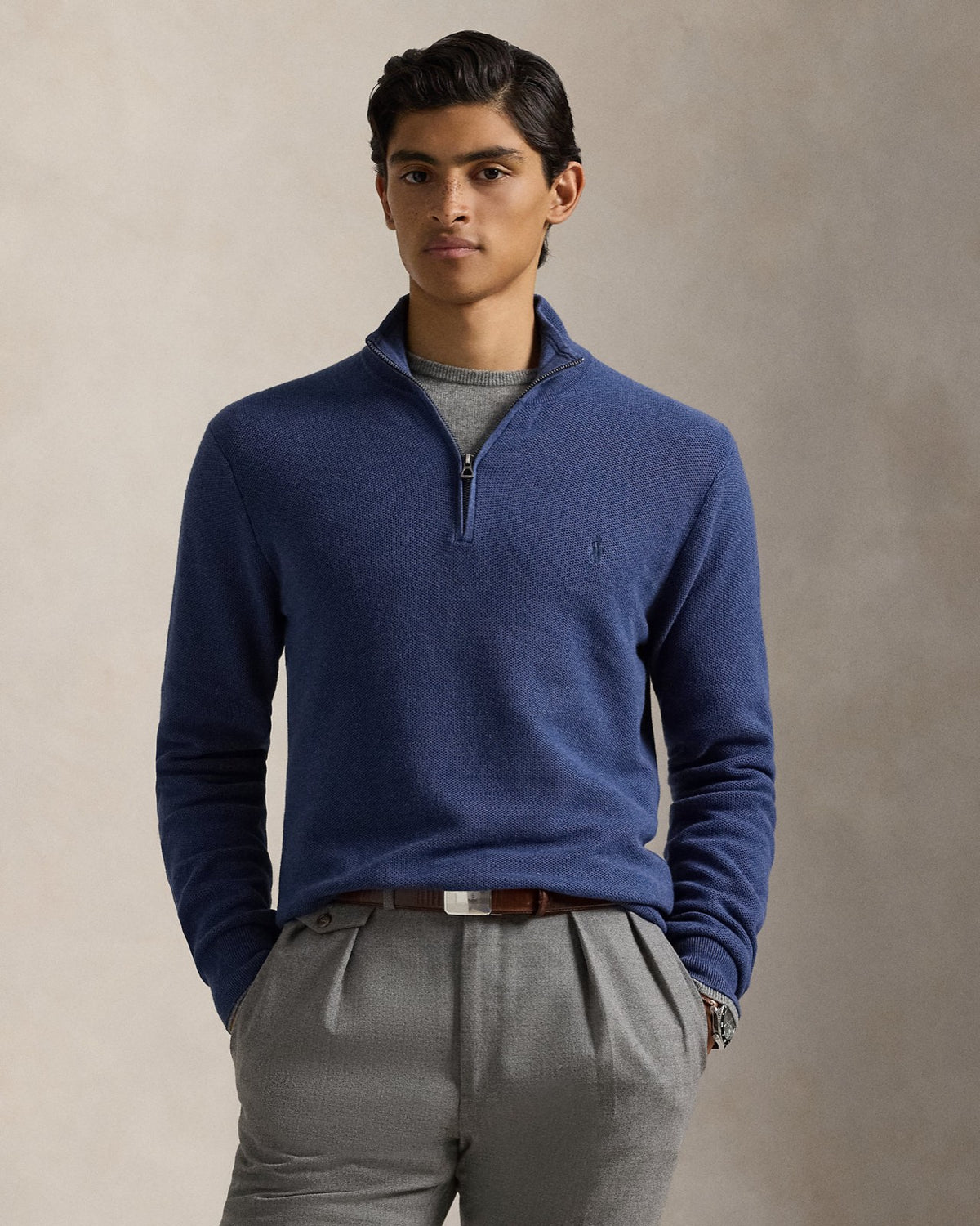 Polo Ralph Lauren ბამბის სვიტერი მოკლე ელვით