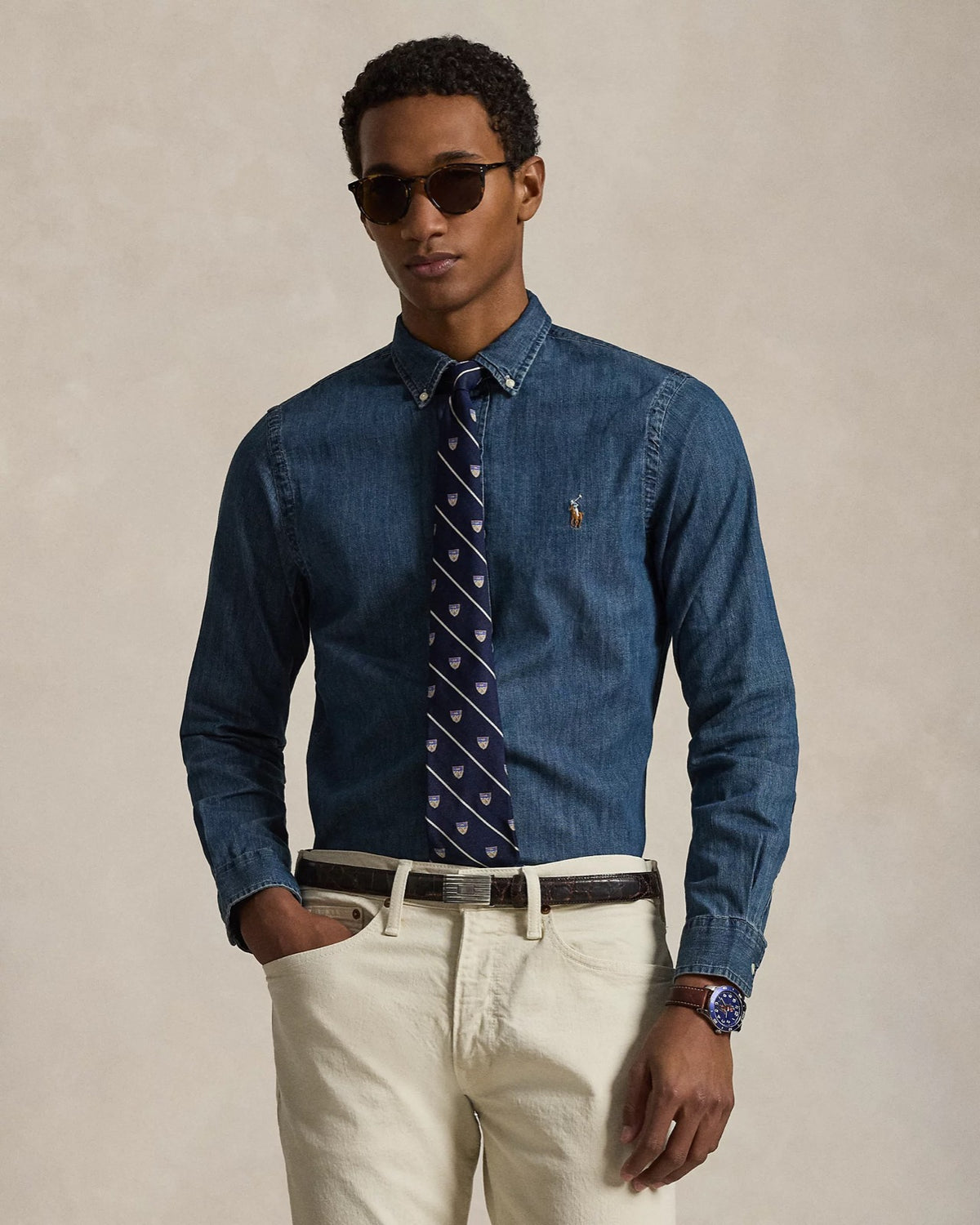 Polo Ralph Lauren ჯინსის პერანგი ღილიანი საყელოთი