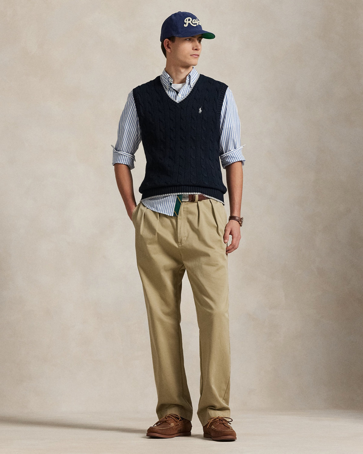 Polo Ralph Lauren წნული ბამბის ჟილეტი