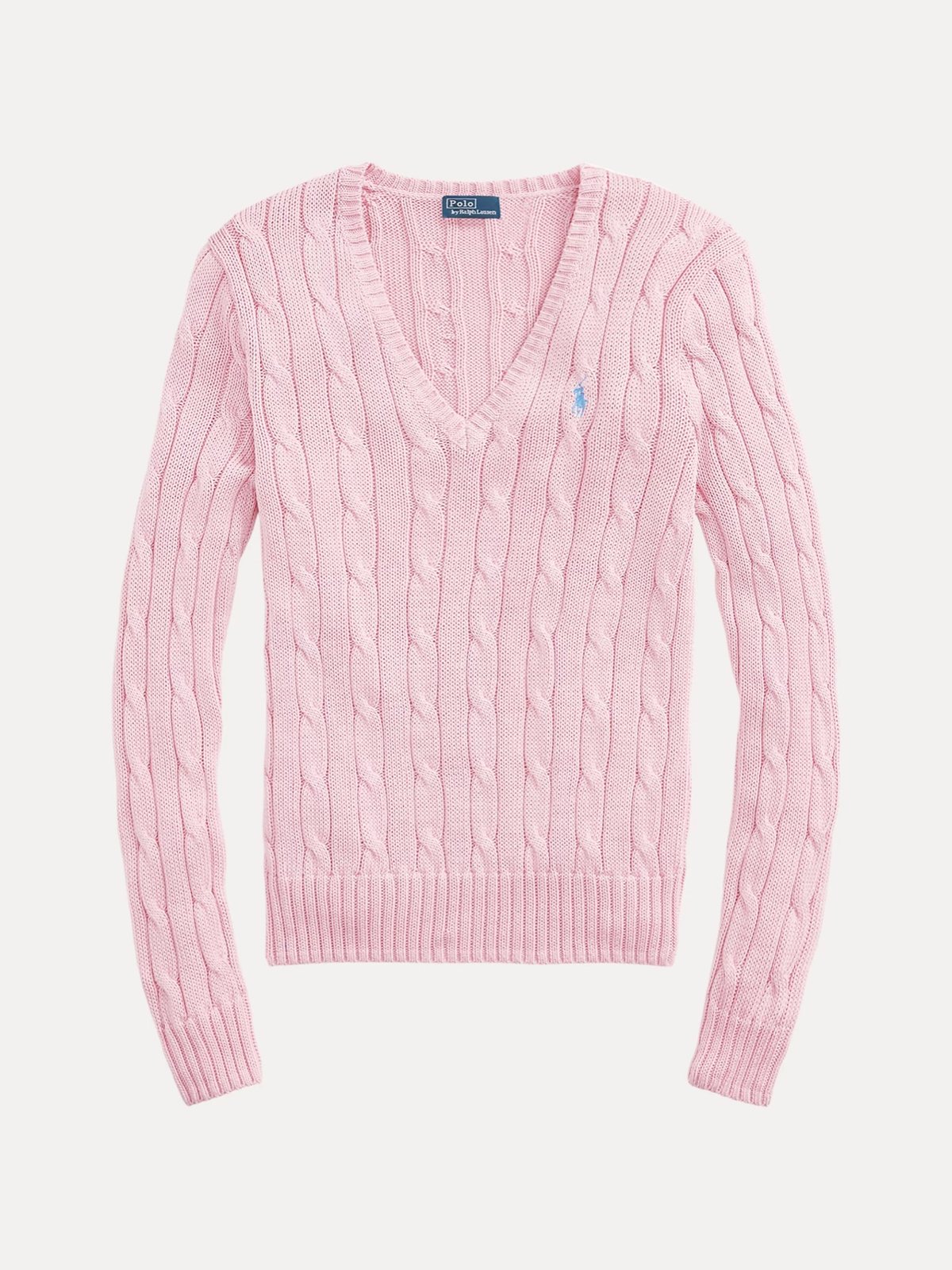 Polo Ralph Lauren წნული ბამბის სვიტერი V საყელოთი