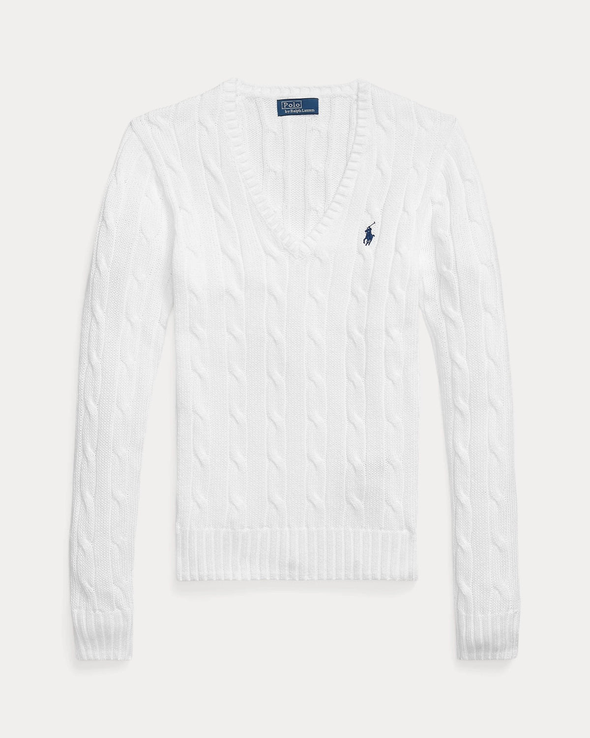 Polo Ralph Lauren ბამბის წნული სვიტერი სამკუთხა საყელოთი