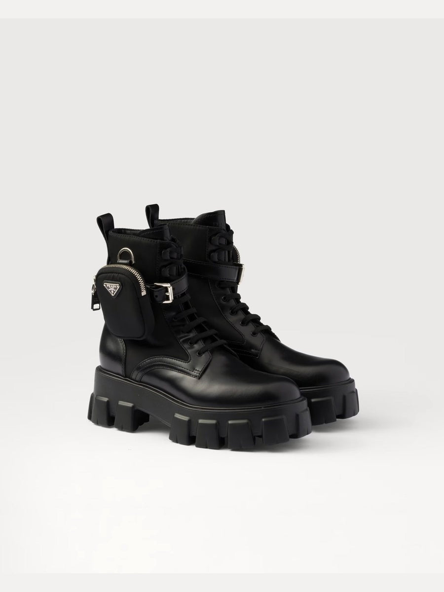 Monolith Leather and Re-Nylon Boots with Pouch