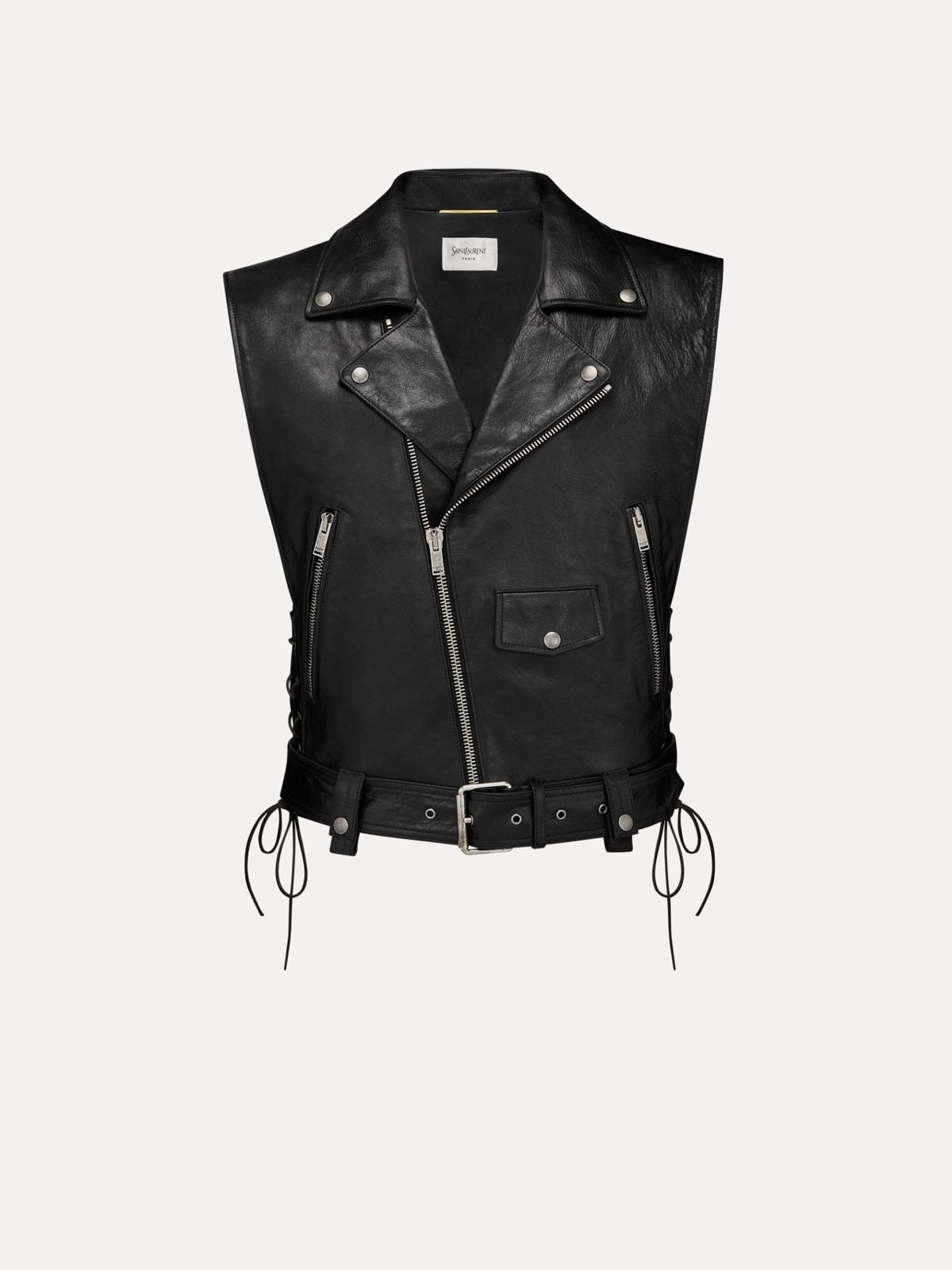 Saint Laurent ტყავის ბაიკერის ჟილეტი