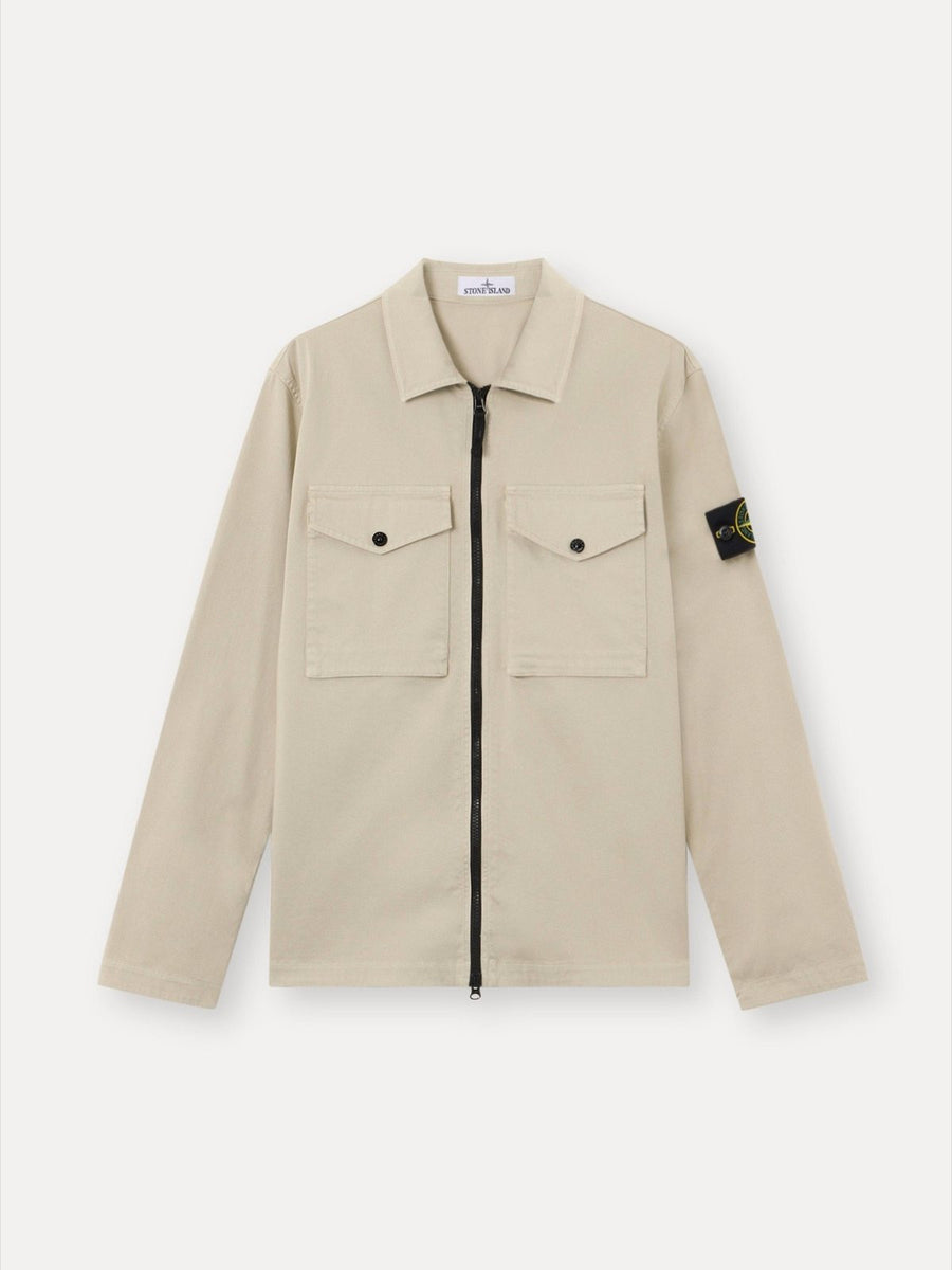 1200010 Stretch Organic Cotton Satin Zip-Up Overshirt