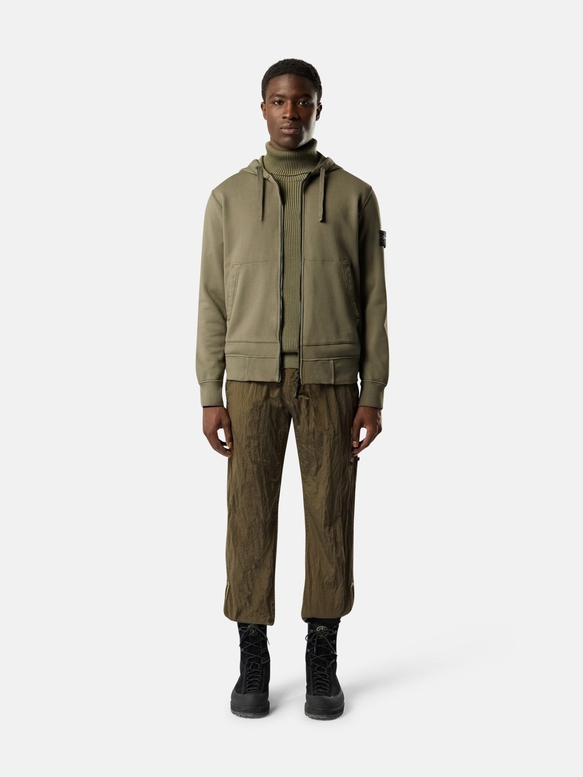 Stone Island ბამბის ჰუდი ელვით 6100061