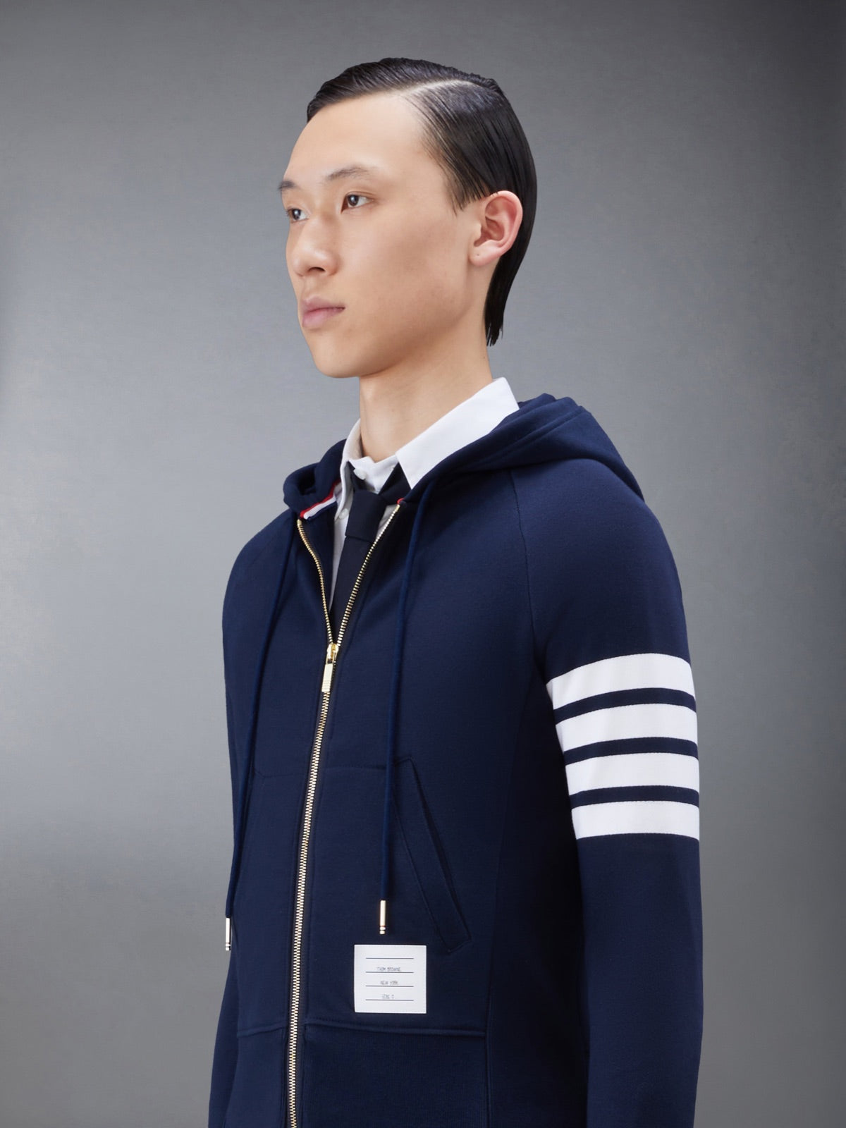 Thom Browne ბამბის ჰუდი ელვით 4-Bar