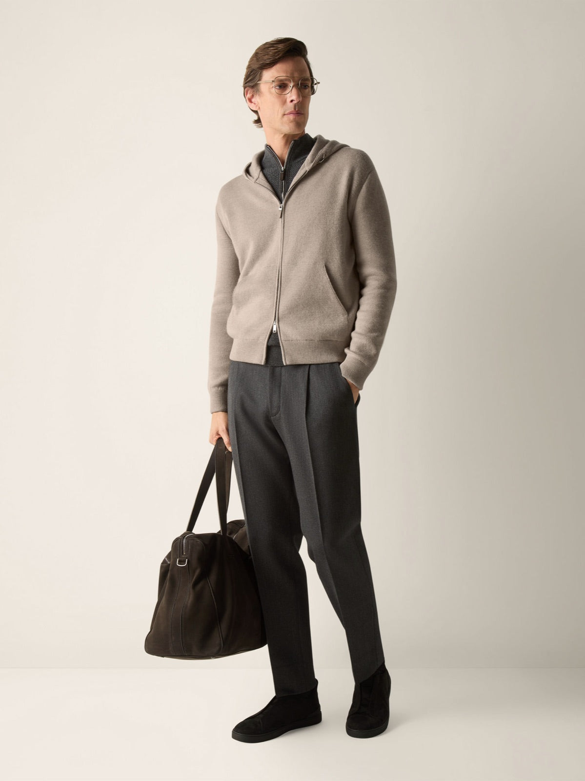 Zegna ქაშმირის ჰუდი ელვით